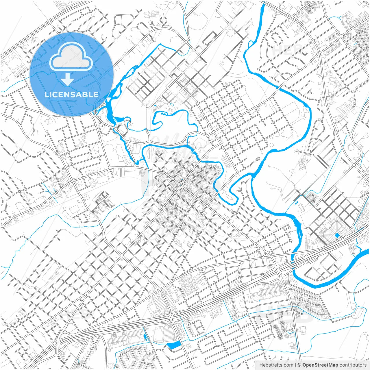 New Braunfels, Texas, United States, city map with high resolution roads.