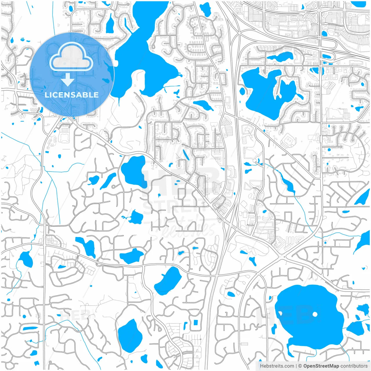 Maple Grove, Minnesota, United States, city map with high resolution roads.