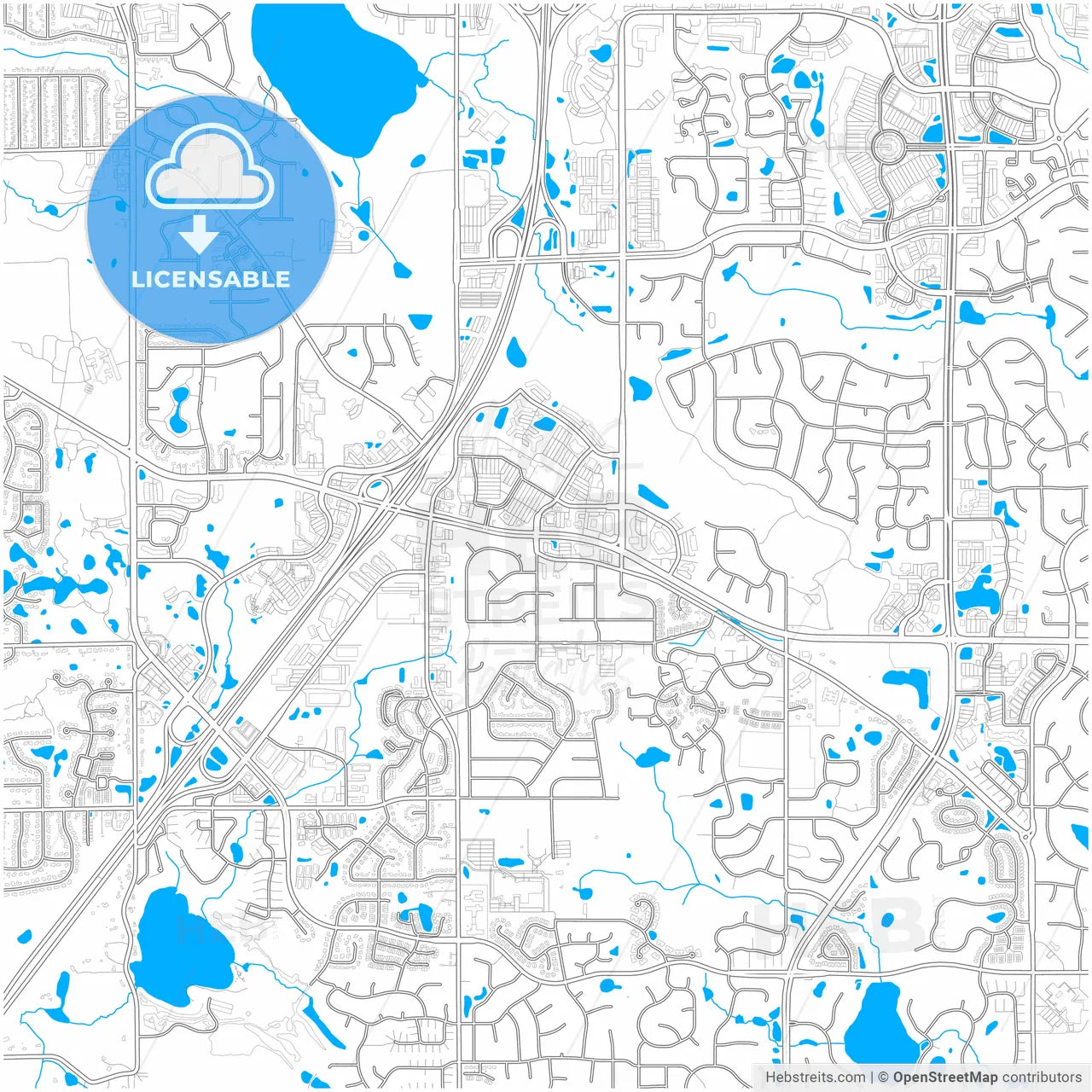 Woodbury, Minnesota, United States, city map with high resolution roads.