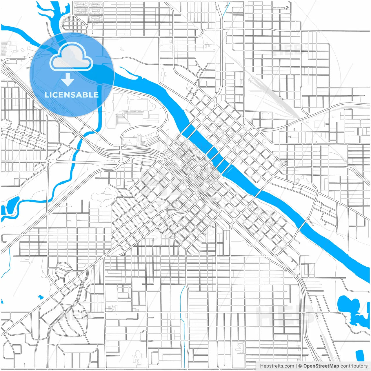 Waterloo, Iowa, United States, city map with high resolution roads.