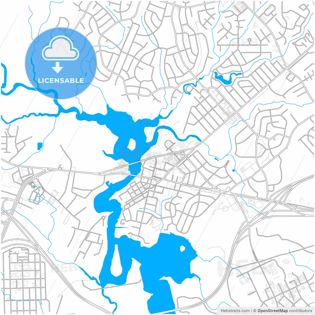 Jacksonville, North Carolina, United States, city map with high resolution roads.