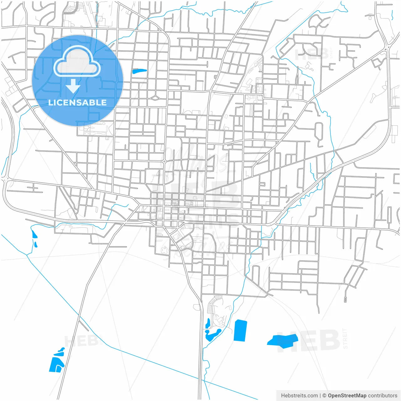Jackson, Tennessee, United States, city map with high resolution roads.