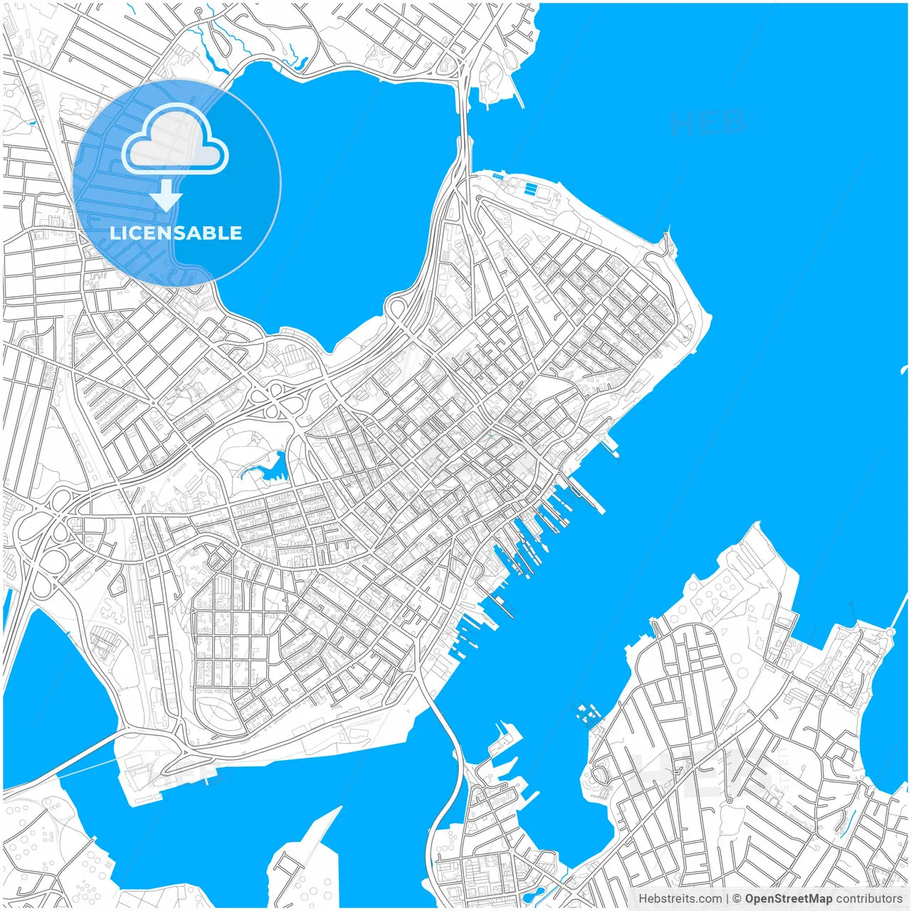 Portland, Maine, United States, city map with high resolution roads.