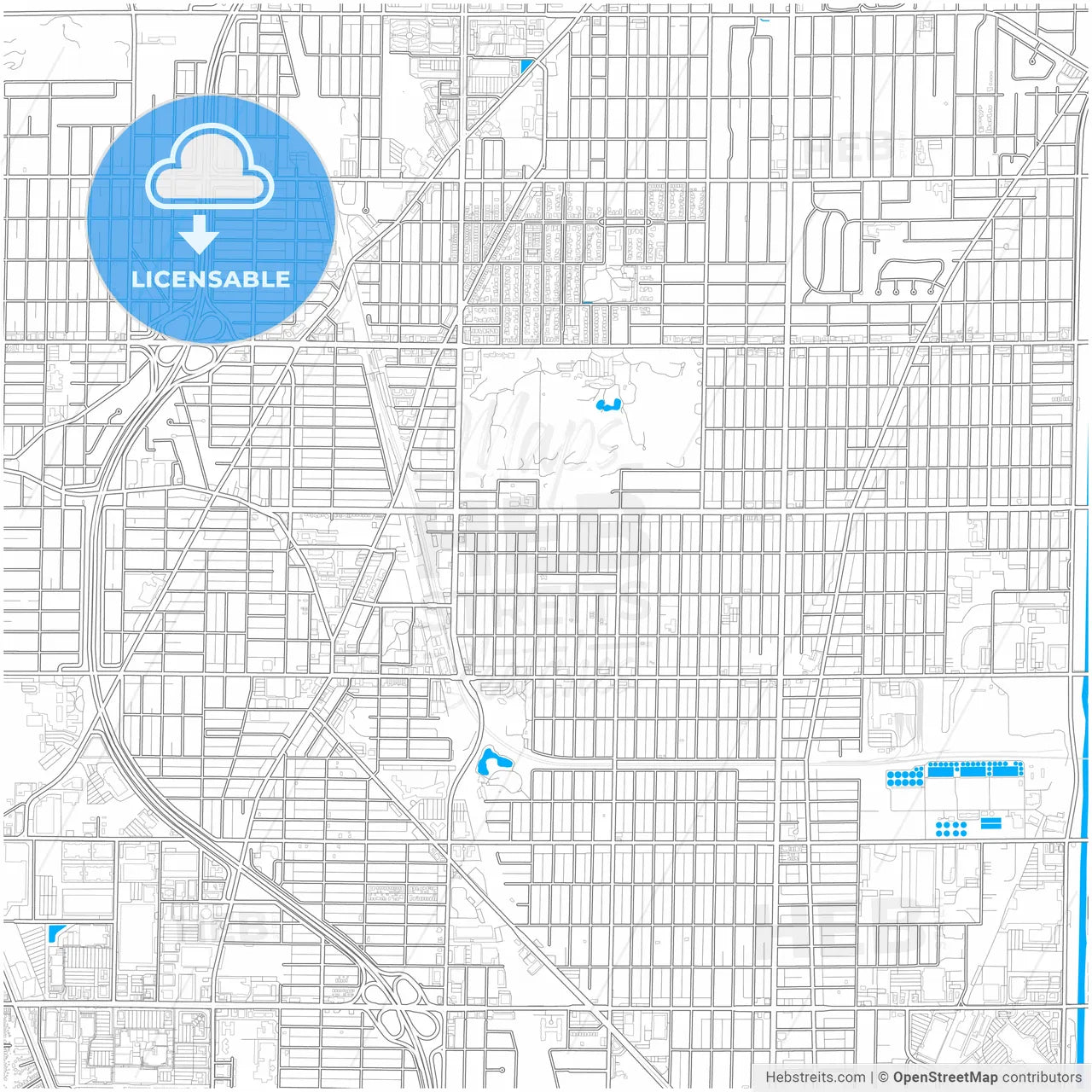 Skokie, Illinois, United States, city map with high resolution roads.