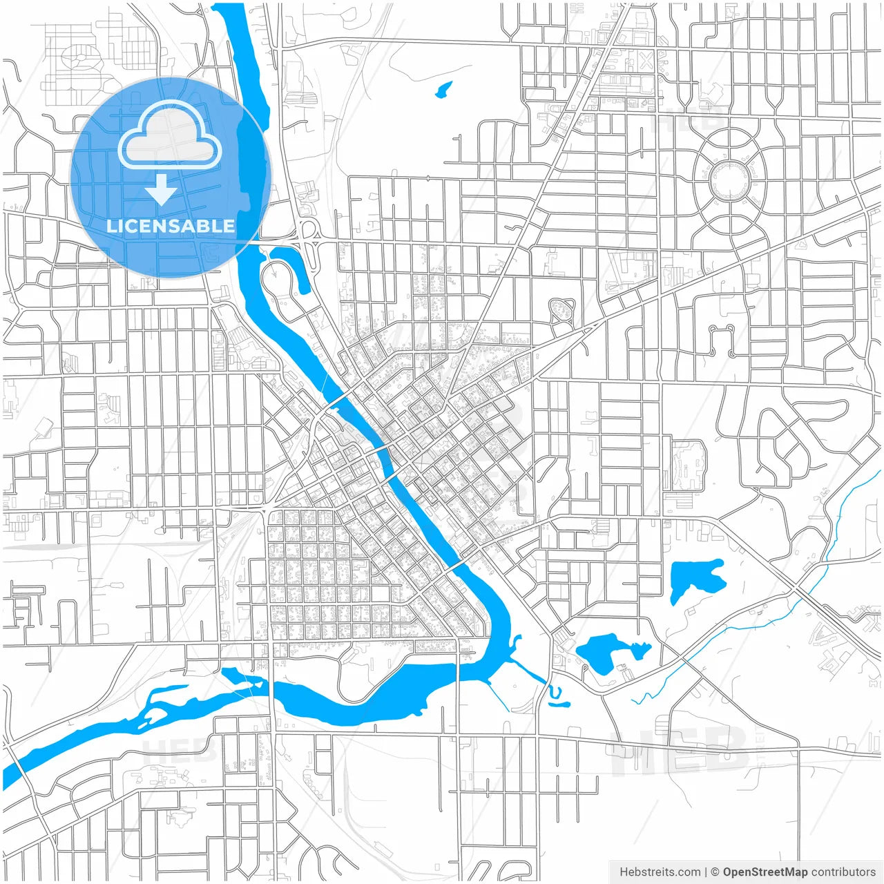 Janesville, Wisconsin, United States, city map with high resolution roads.