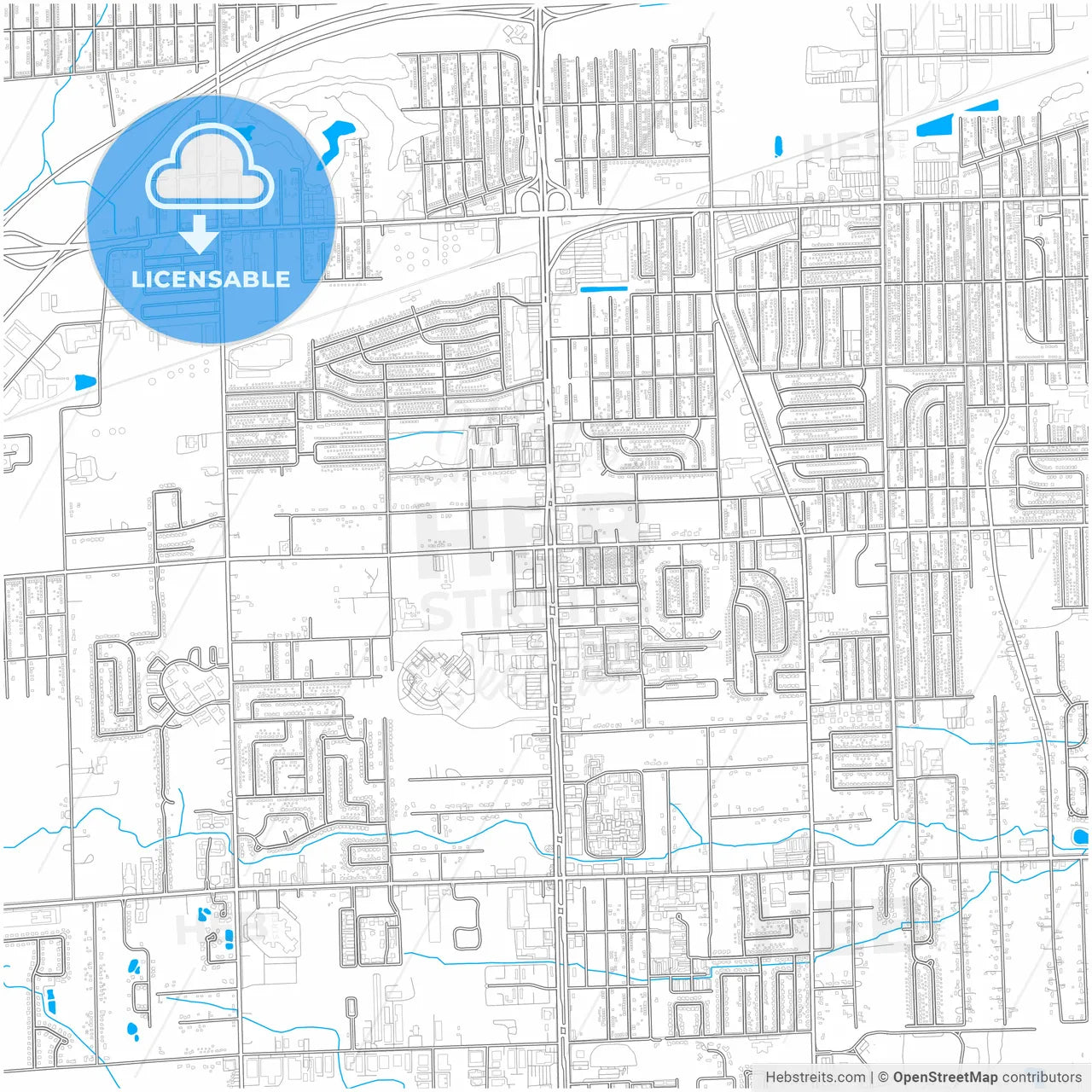 Taylor, Michigan, United States, city map with high resolution roads.