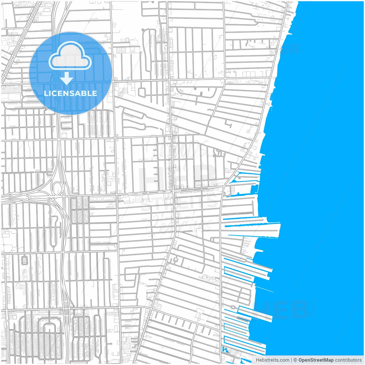 St. Clair Shores, Michigan, United States, city map with high resolution roads.