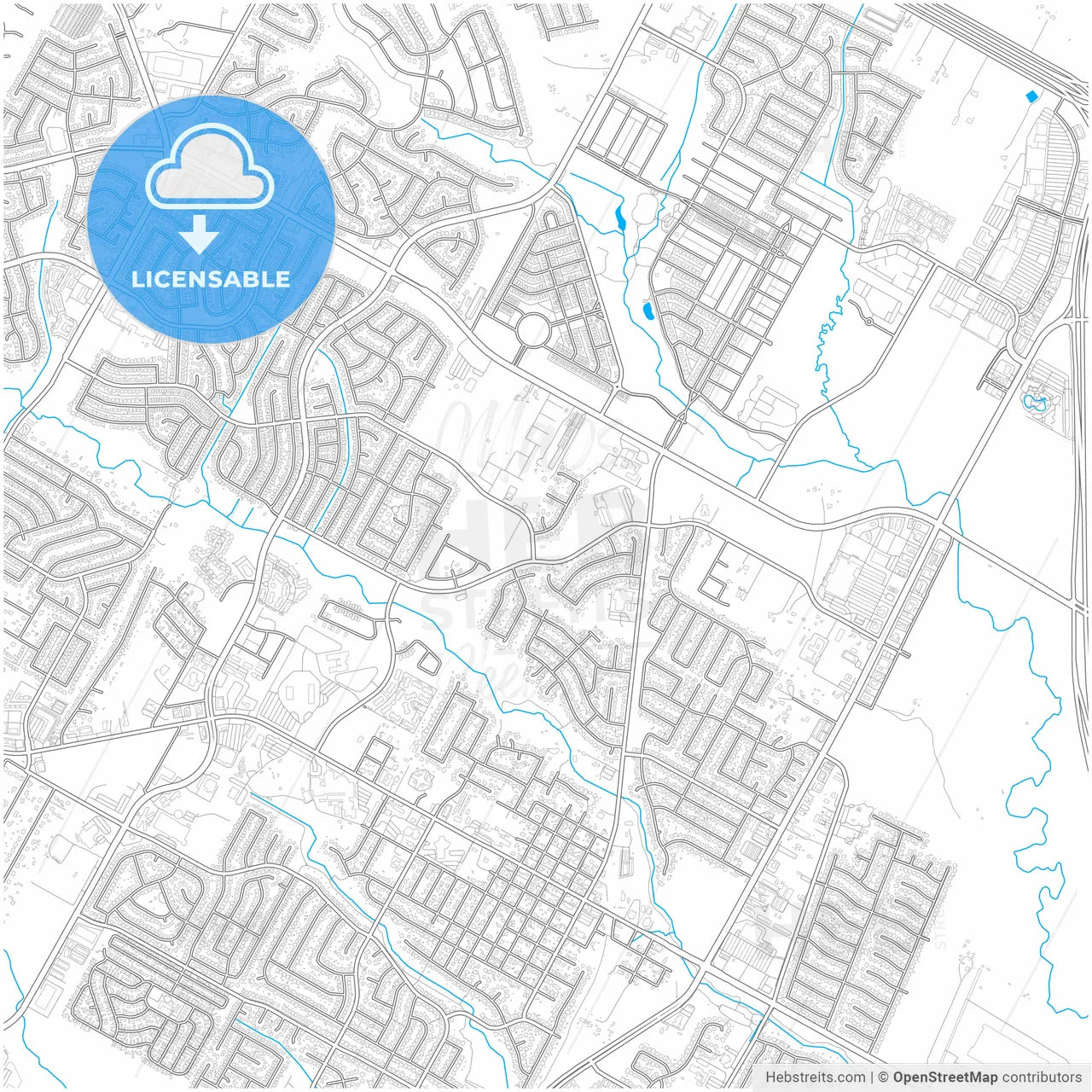 Pflugerville, Texas, United States, city map with high resolution roads.