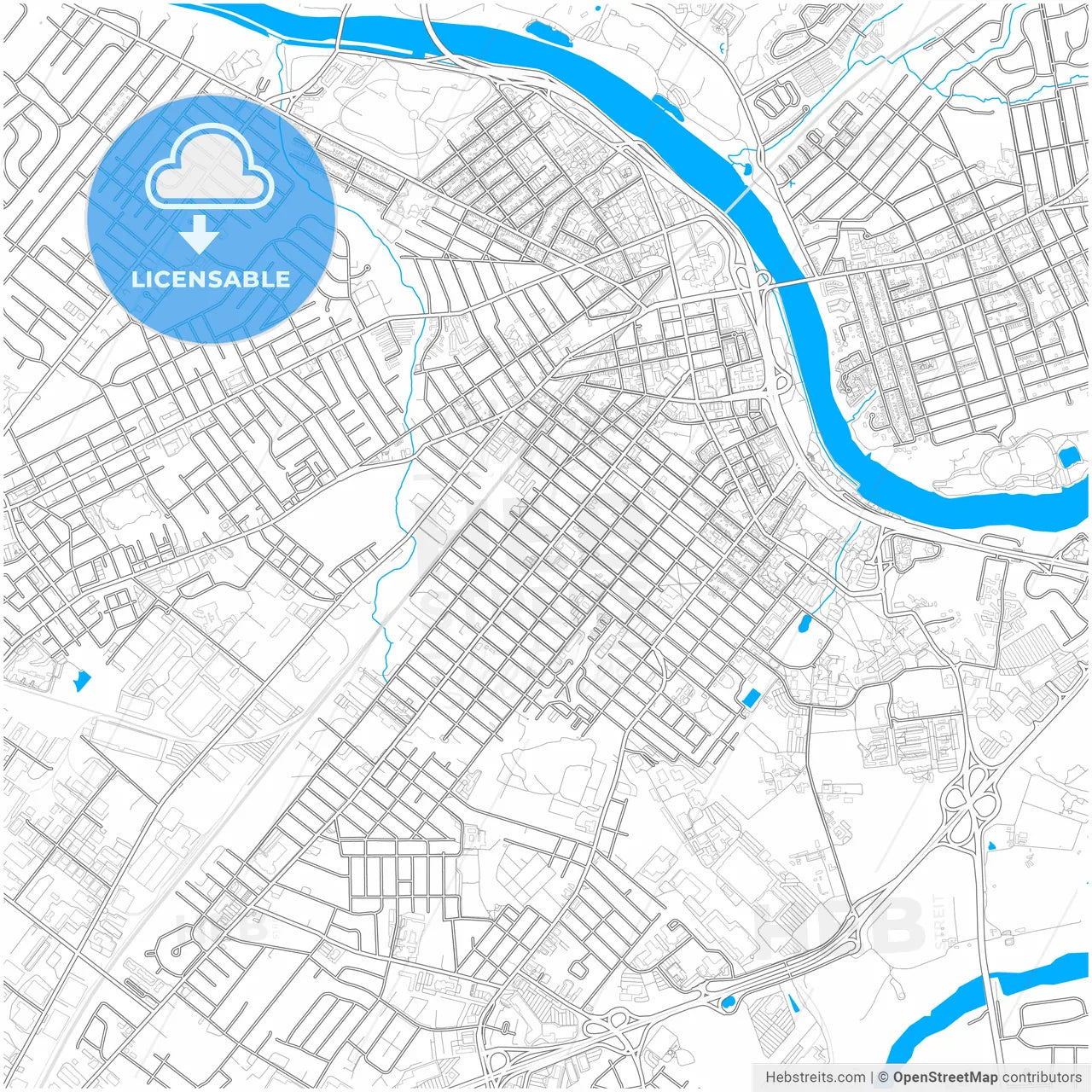 New Brunswick, New Jersey, United States, city map with high resolution roads.