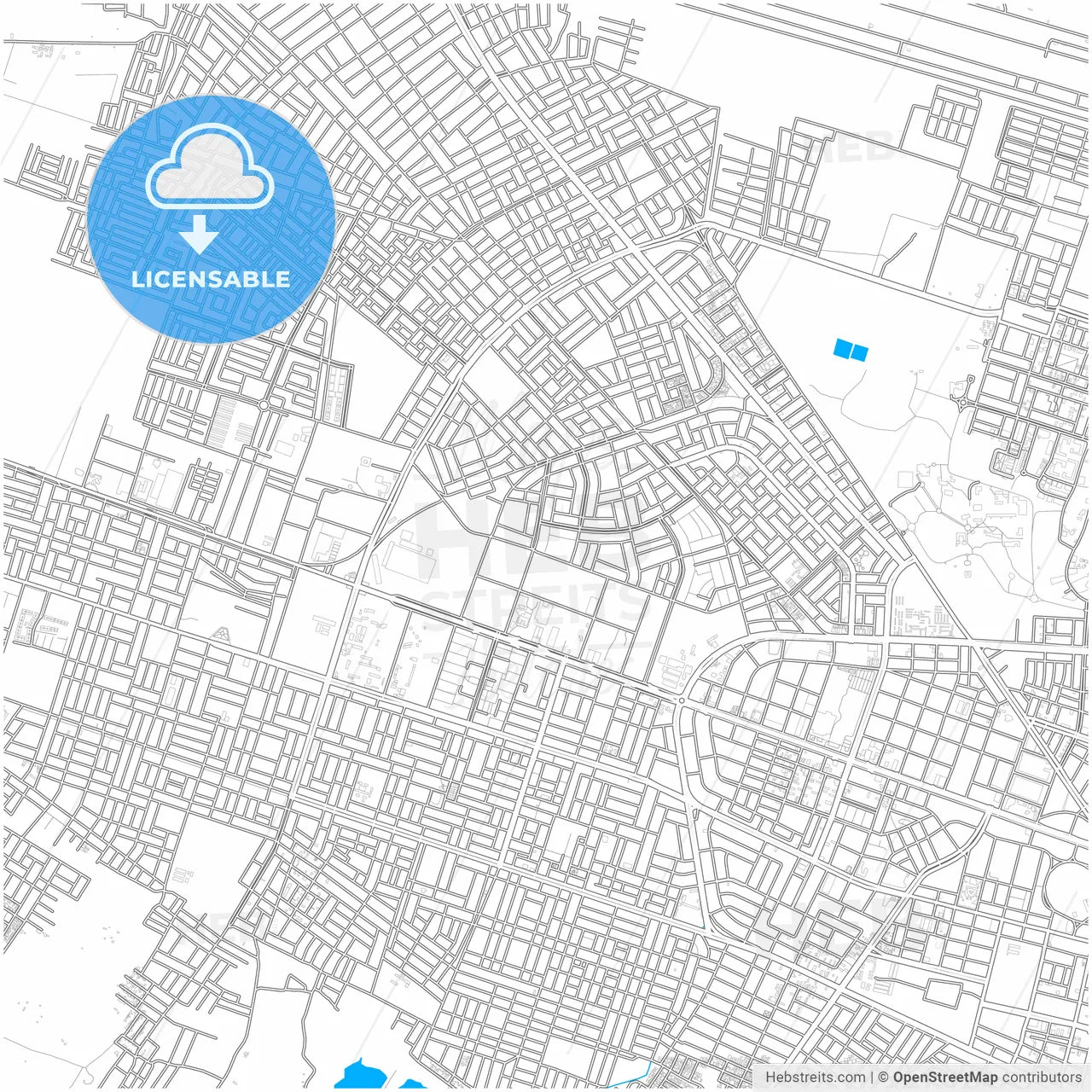 Piura, Peru, city map with high resolution roads.