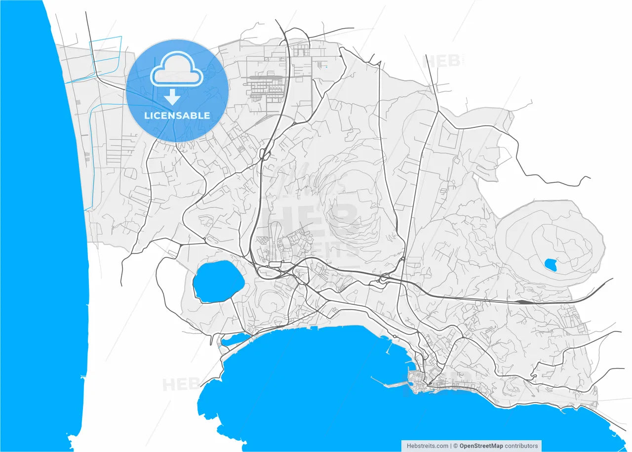 Pozzuoli, Campania, Italy, high resolution vector map - Instant download PDF and JPG