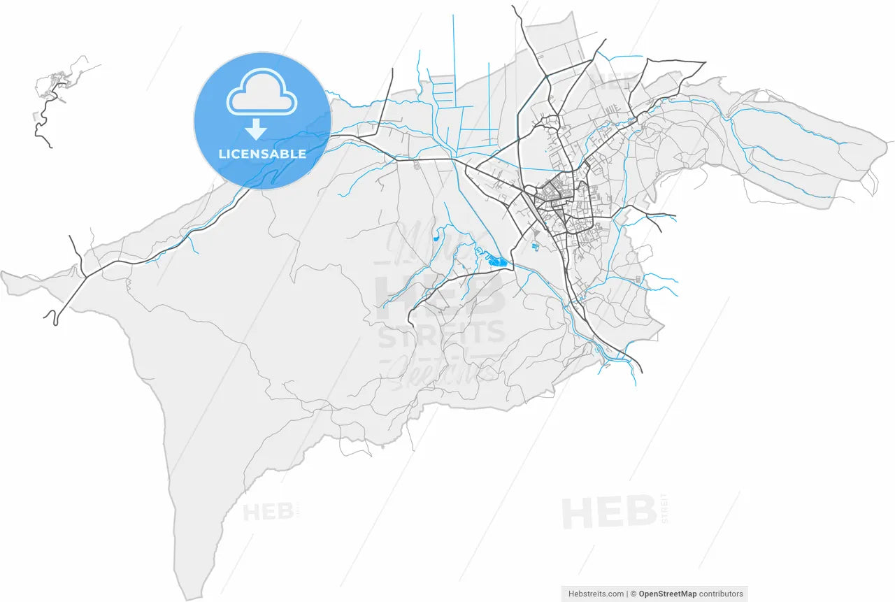 Miercurea Ciuc, Harghita, Romania, high resolution vector map - Instant download PDF and JPG