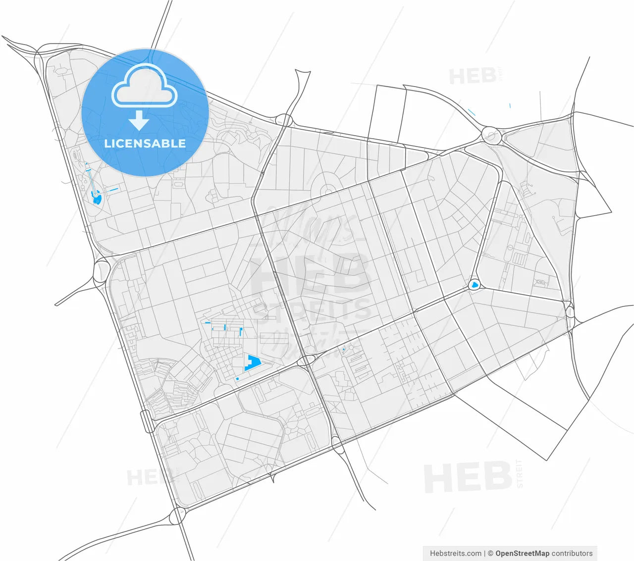Delicias, Zaragoza, Spain, high resolution vector map - Instant download PDF and JPG