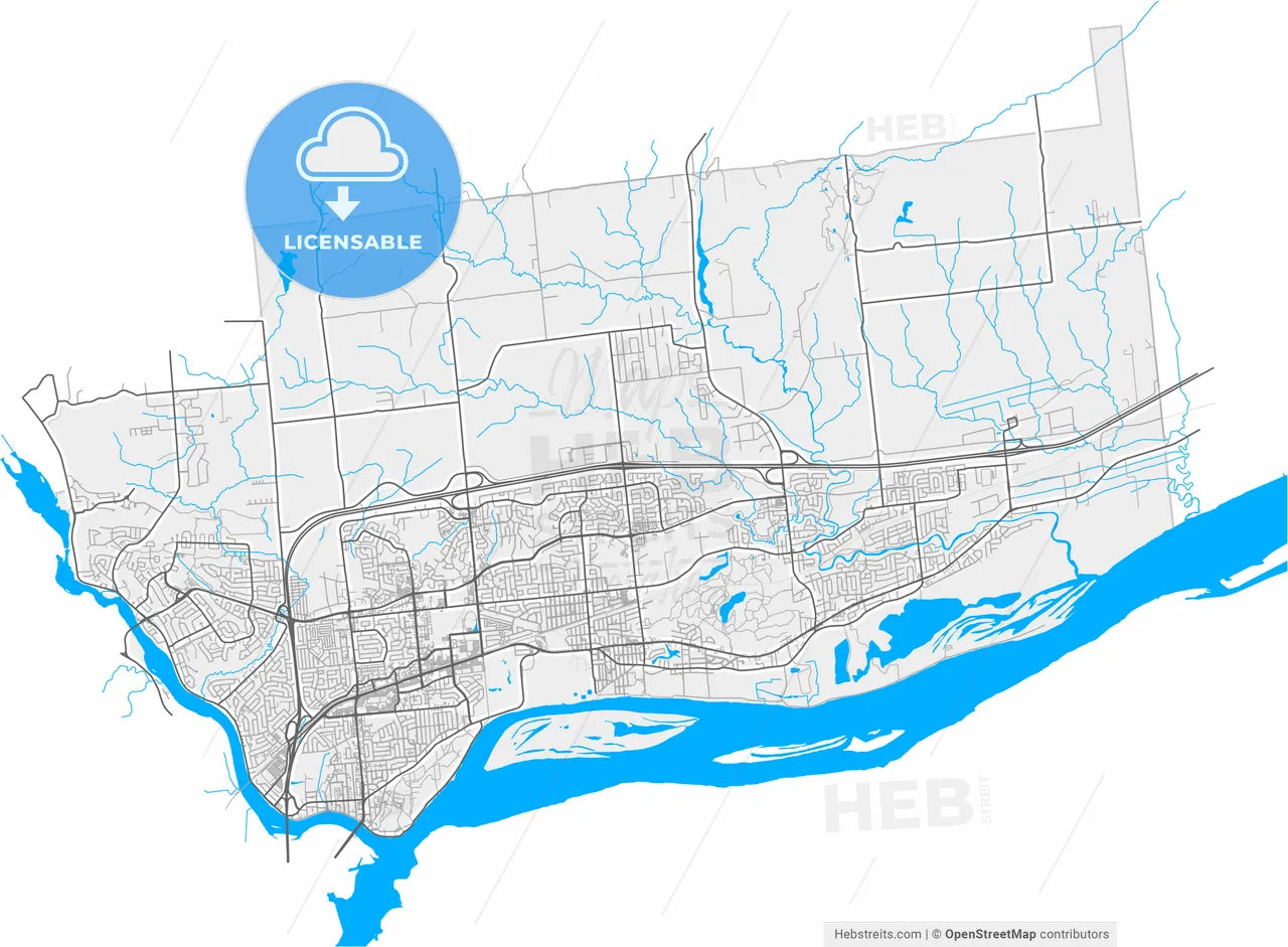 Gatineau, Quebec, Canada, high resolution vector map - Instant download PDF and JPG
