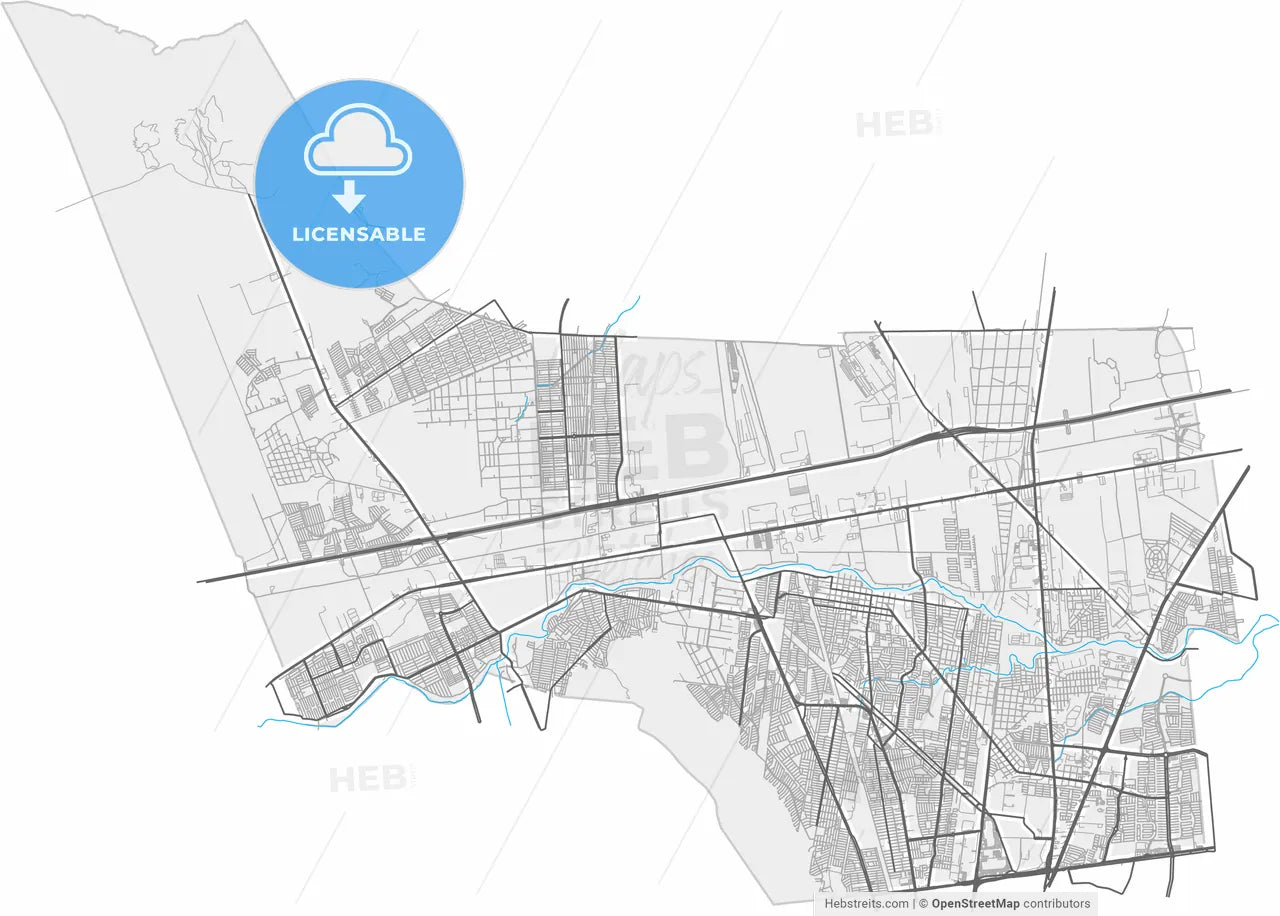 General Escobedo, Nuevo León, Mexico, high resolution vector map - Instant download PDF and JPG