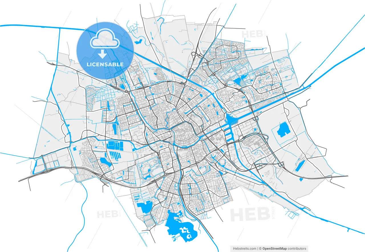 Groningen, Groningen, Netherlands, high resolution vector map - Instant download PDF and JPG