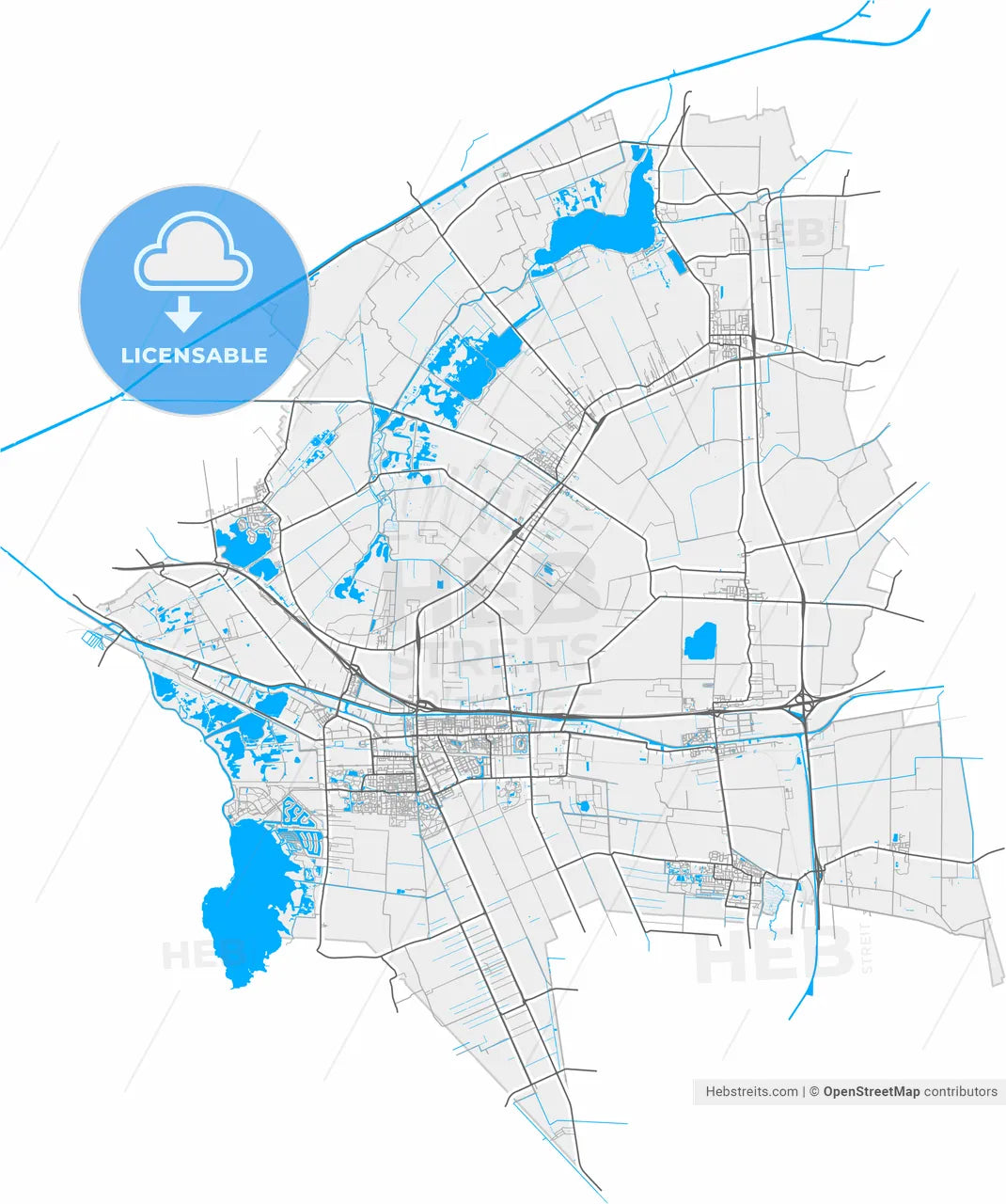 Midden-Groningen, Groningen, Netherlands, high resolution vector map - Instant download PDF and JPG