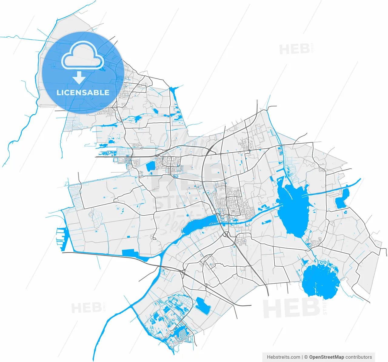 Tytsjerksteradiel, Friesland, Netherlands, high resolution vector map - Instant download PDF and JPG