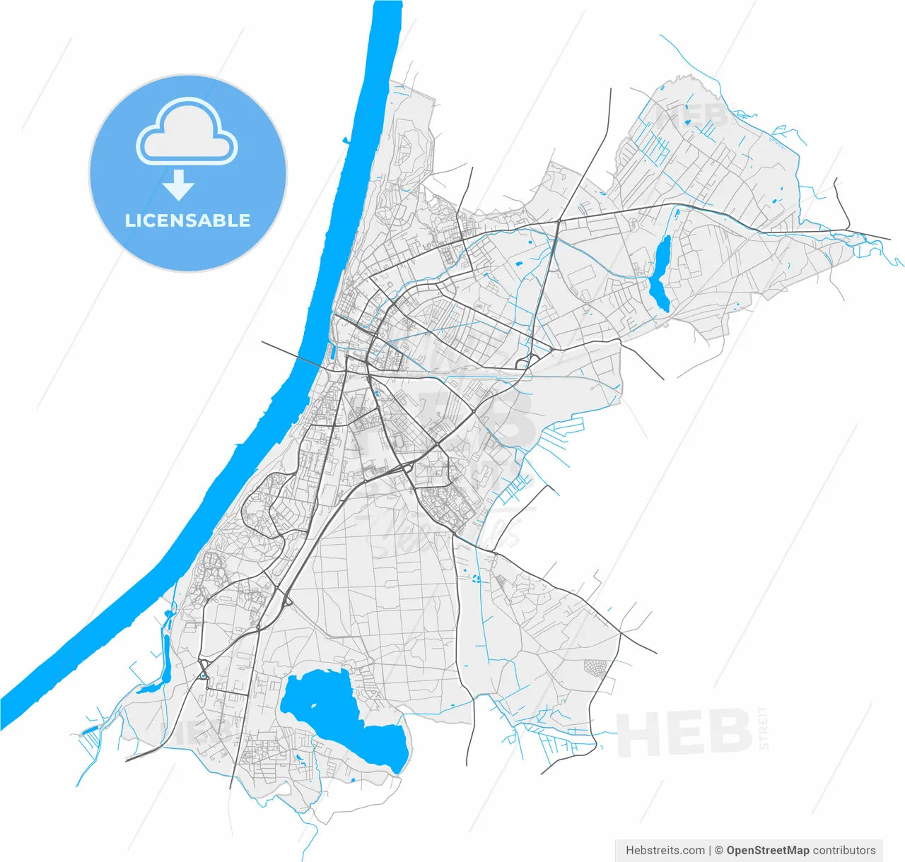 Grudziądz, Kuyavian-Pomeranian, Poland, high resolution vector map - Instant download PDF and JPG