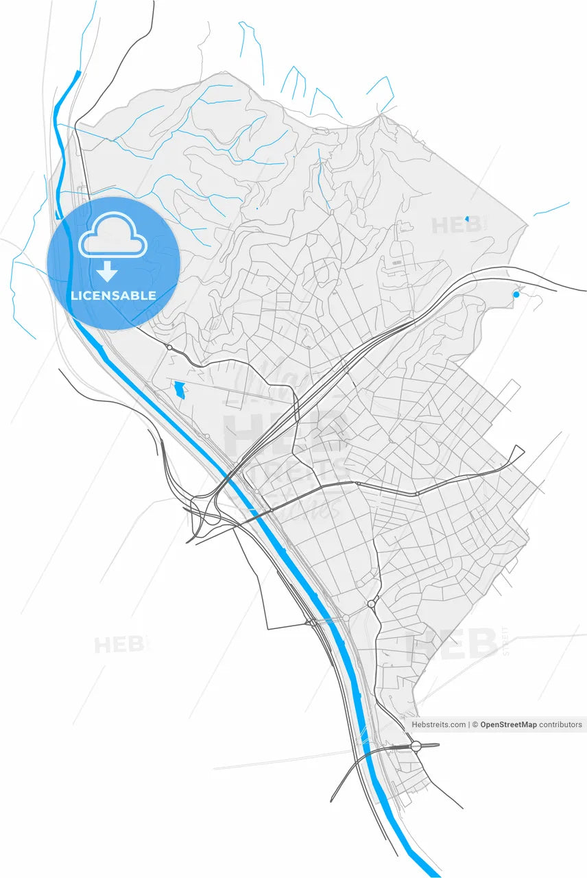 Santa Coloma de Gramenet, Barcelona, Spain, high resolution vector map - Instant download PDF and JPG