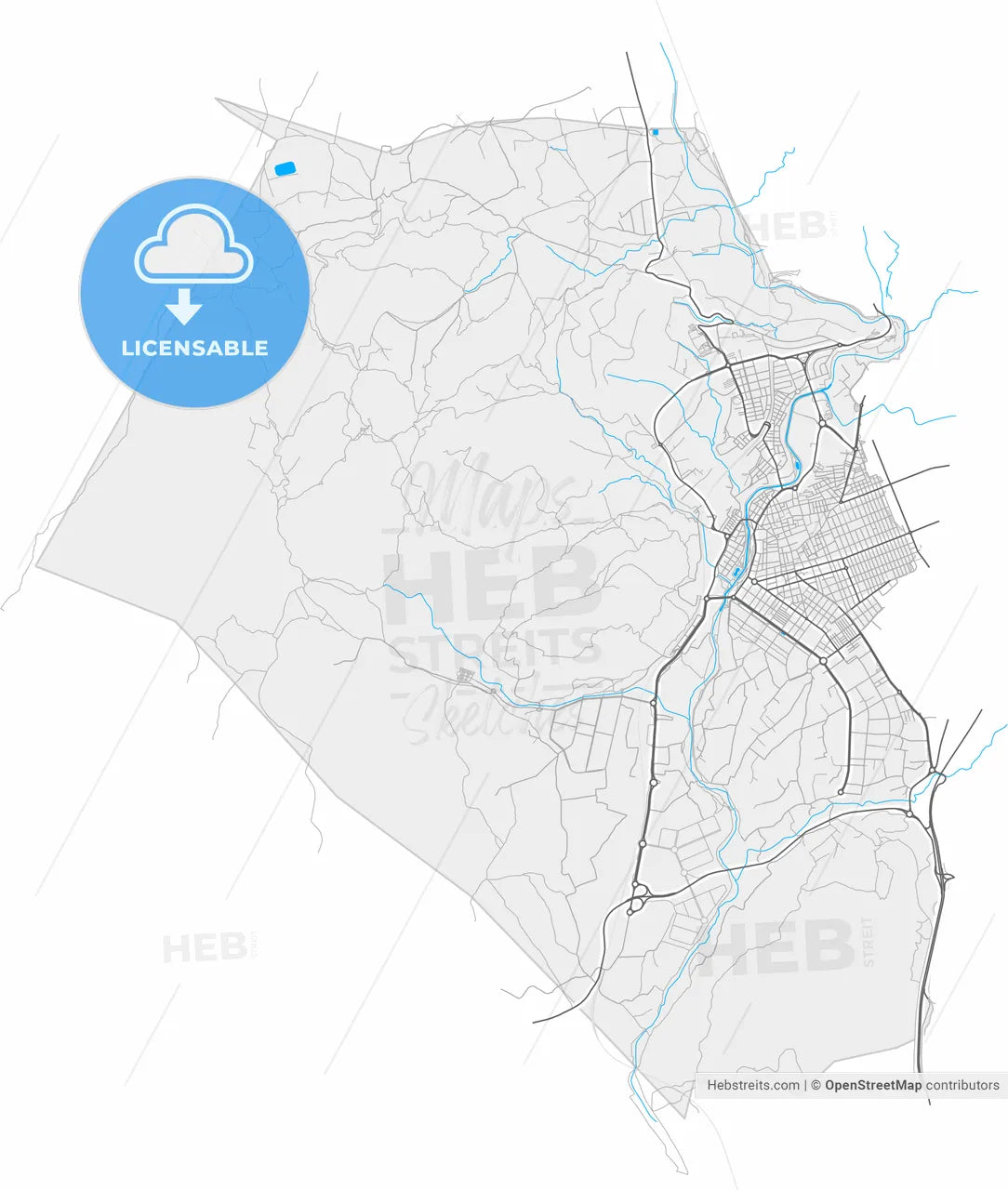 Elda, 3600, Spain, high resolution vector map - Instant download PDF and JPG