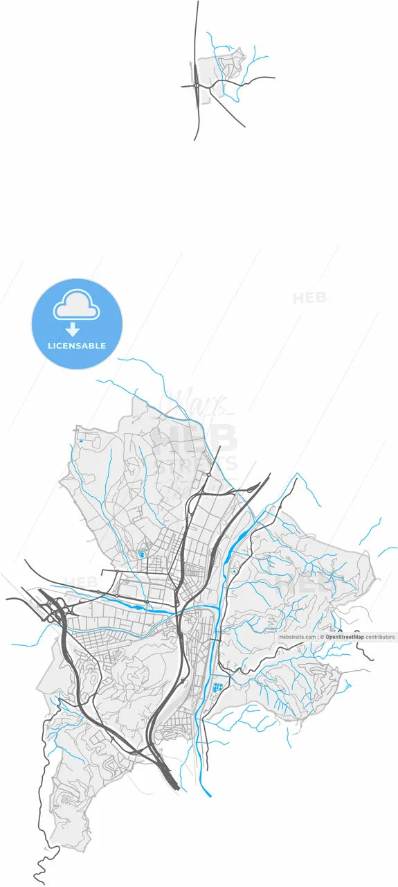 Montcada i Reixac, Barcelona, Spain, high resolution vector map - Instant download PDF and JPG