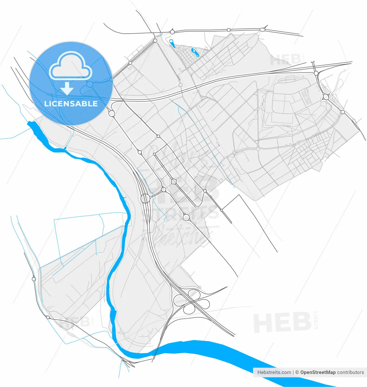 Sant Joan Despí, Barcelona, Spain, high resolution vector map - Instant download PDF and JPG