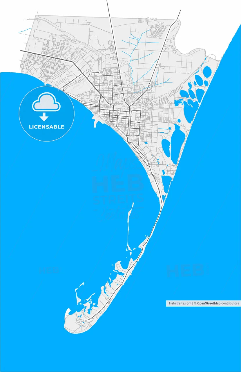 Berdiansk, Zaporizhia Oblast, Ukraine, high resolution vector map - Instant download PDF and JPG