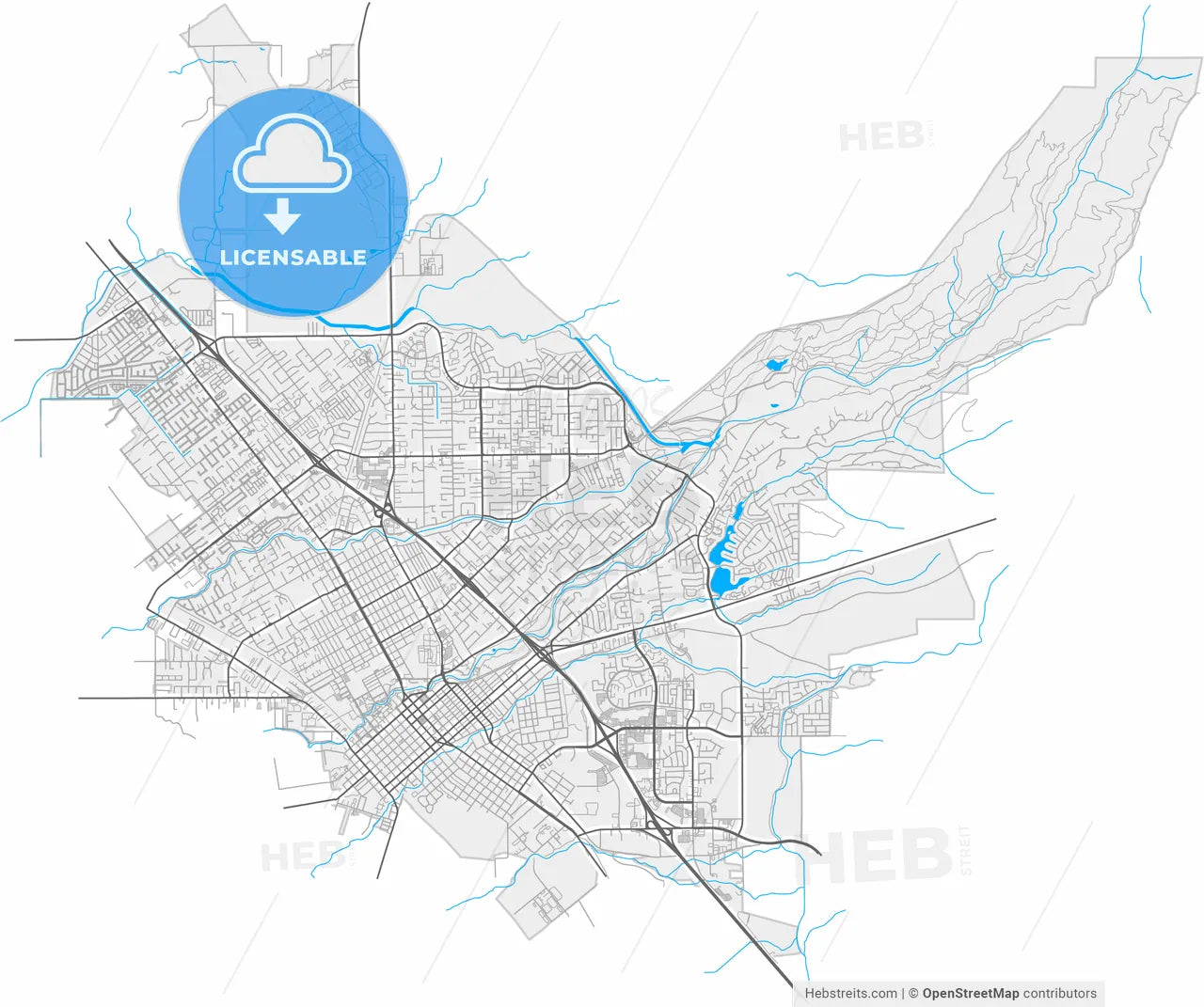 Chico, California, United States, high resolution vector map - Instant download PDF and JPG