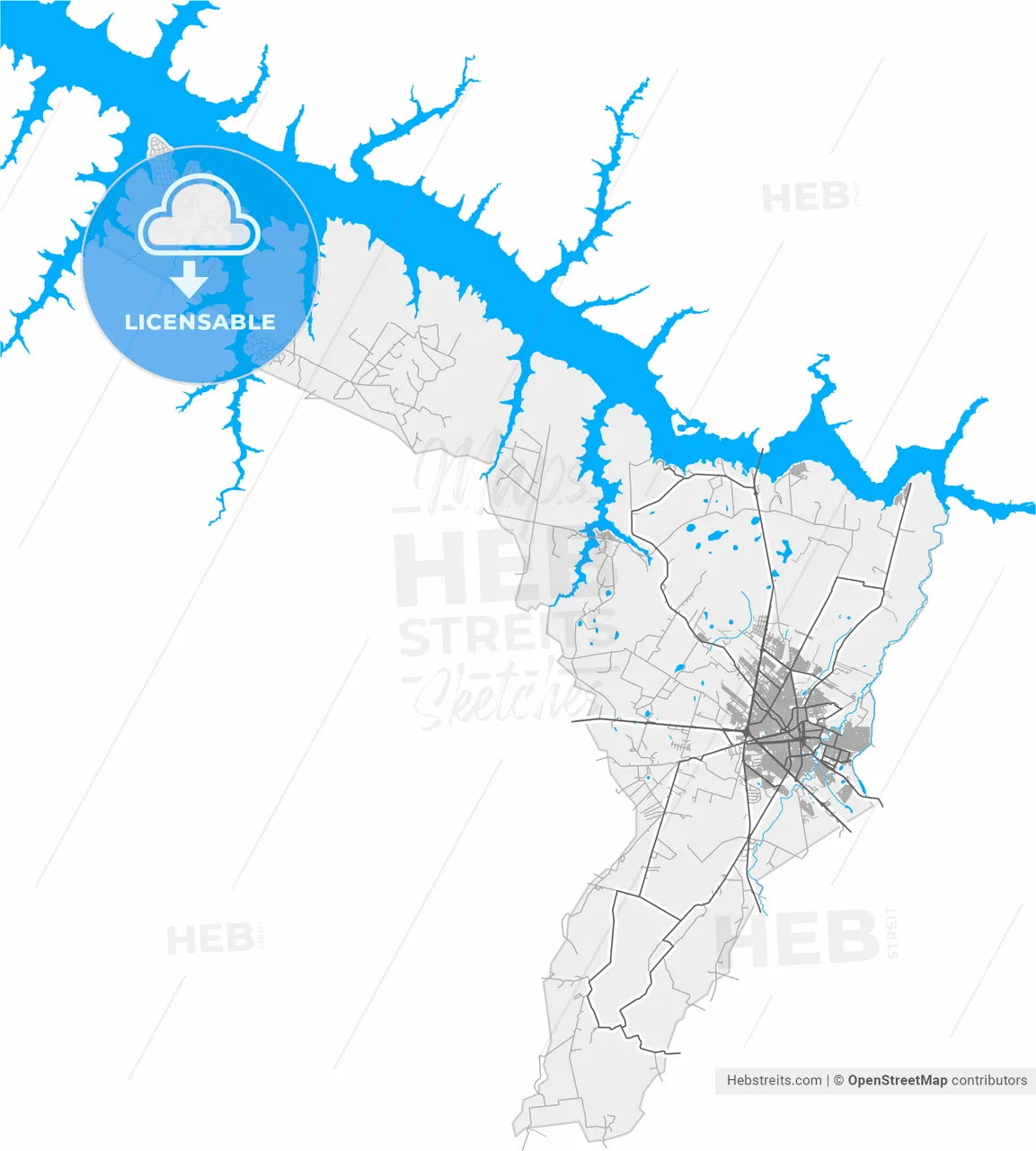 Aracatuba, Brazil, high resolution vector map - Instant download PDF and JPG