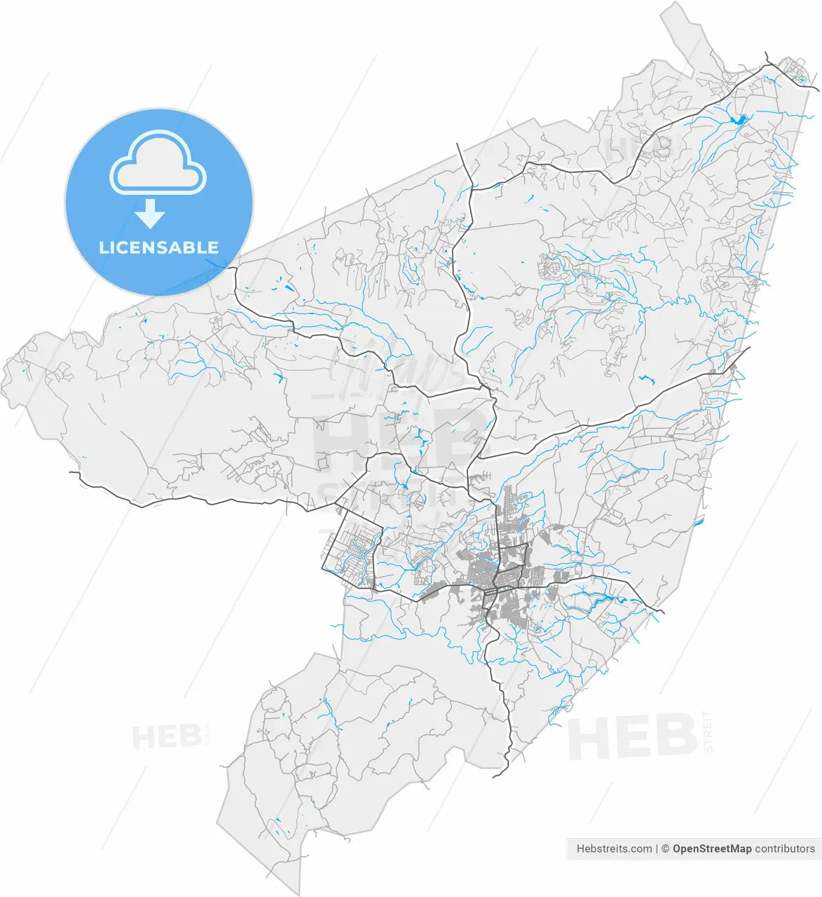Eunapolis, Brazil, high resolution vector map - Instant download PDF and JPG