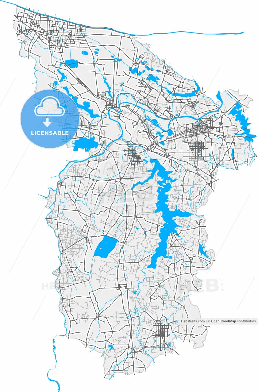 Huainan, Anhui, China, high resolution vector map - Instant download PDF and JPG