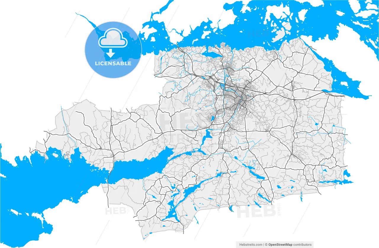 Eskilstuna, Sweden, high resolution vector map - Instant download PDF and JPG