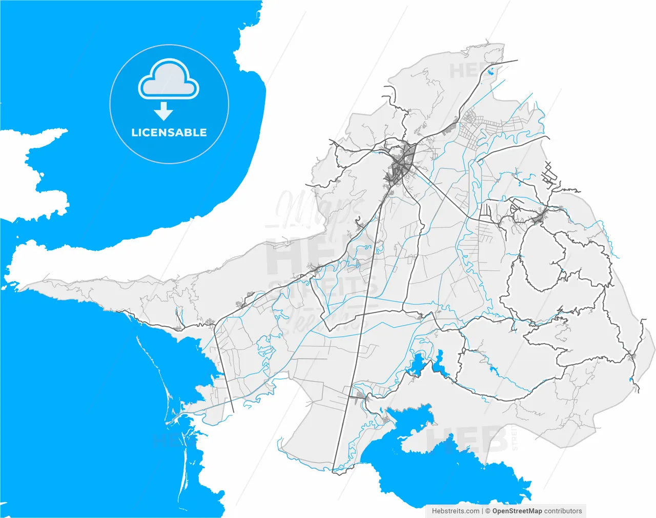 Söke, Aydın, Turkey, high resolution vector map - Instant download PDF and JPG