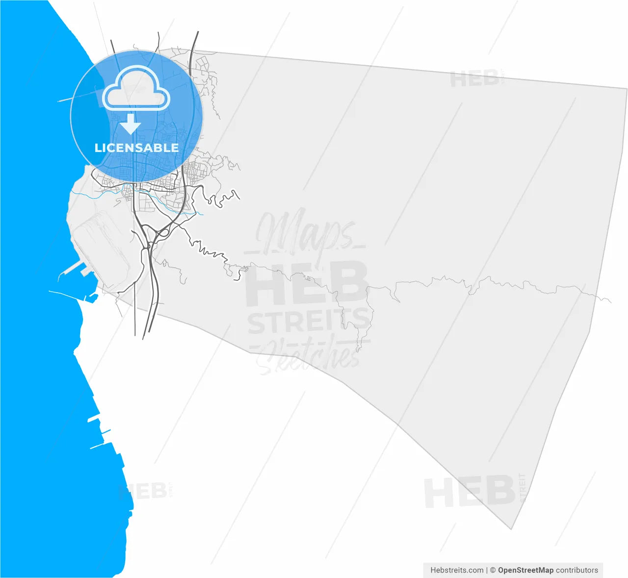 Payas, Hatay, Turkey, high resolution vector map - Instant download PDF and JPG