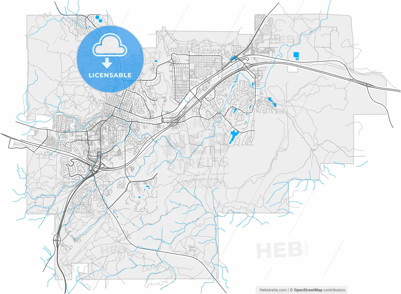 Flagstaff, Arizona, United States, high resolution vector map - Instant download PDF and JPG