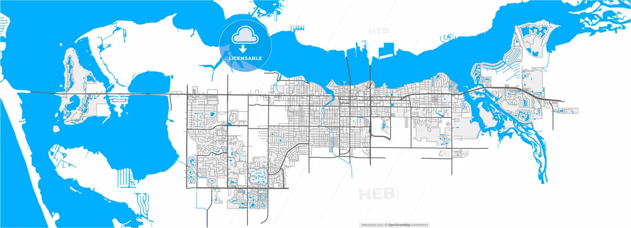 Bradenton, Florida, United States, high resolution vector map - Instant download PDF and JPG