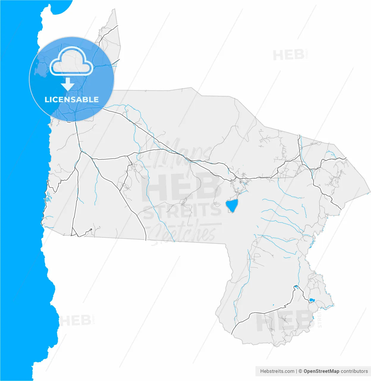 Antofagasta, Chile, high resolution vector map - Instant download PDF and JPG