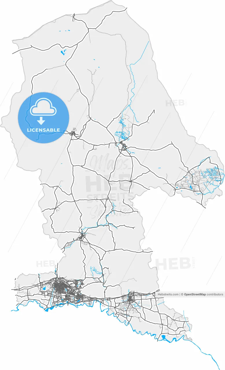Baotou, Inner Mongolia, China, high resolution vector map - Instant download PDF and JPG