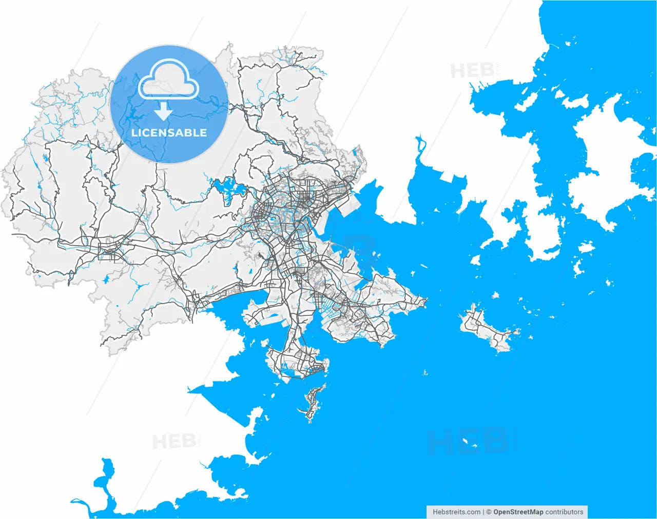 Putian, Fujian, China, high resolution vector map - Instant download PDF and JPG