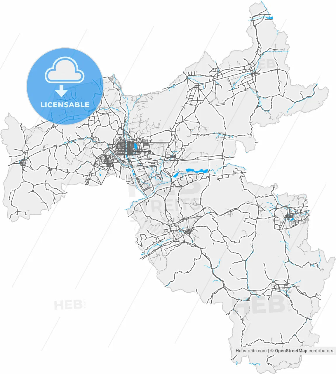 Datong, Shanxi, China, high resolution vector map - Instant download PDF and JPG
