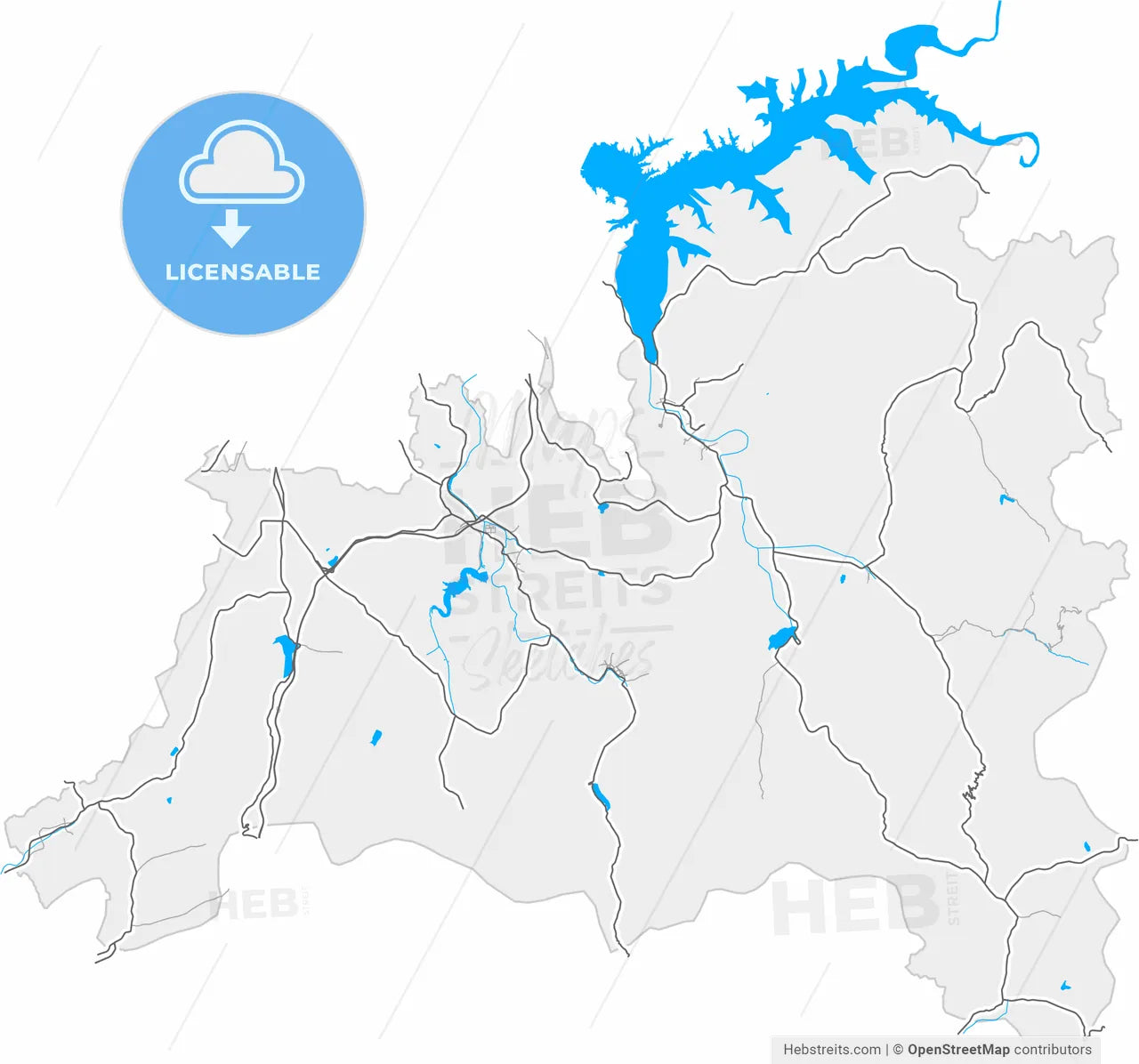 Fushun, Liaoning, China, high resolution vector map - Instant download PDF and JPG