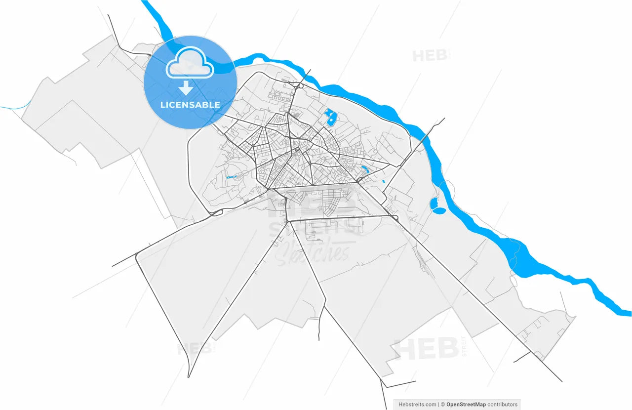 Buzău, Buzău, Romania, high resolution vector map - Instant download PDF and JPG