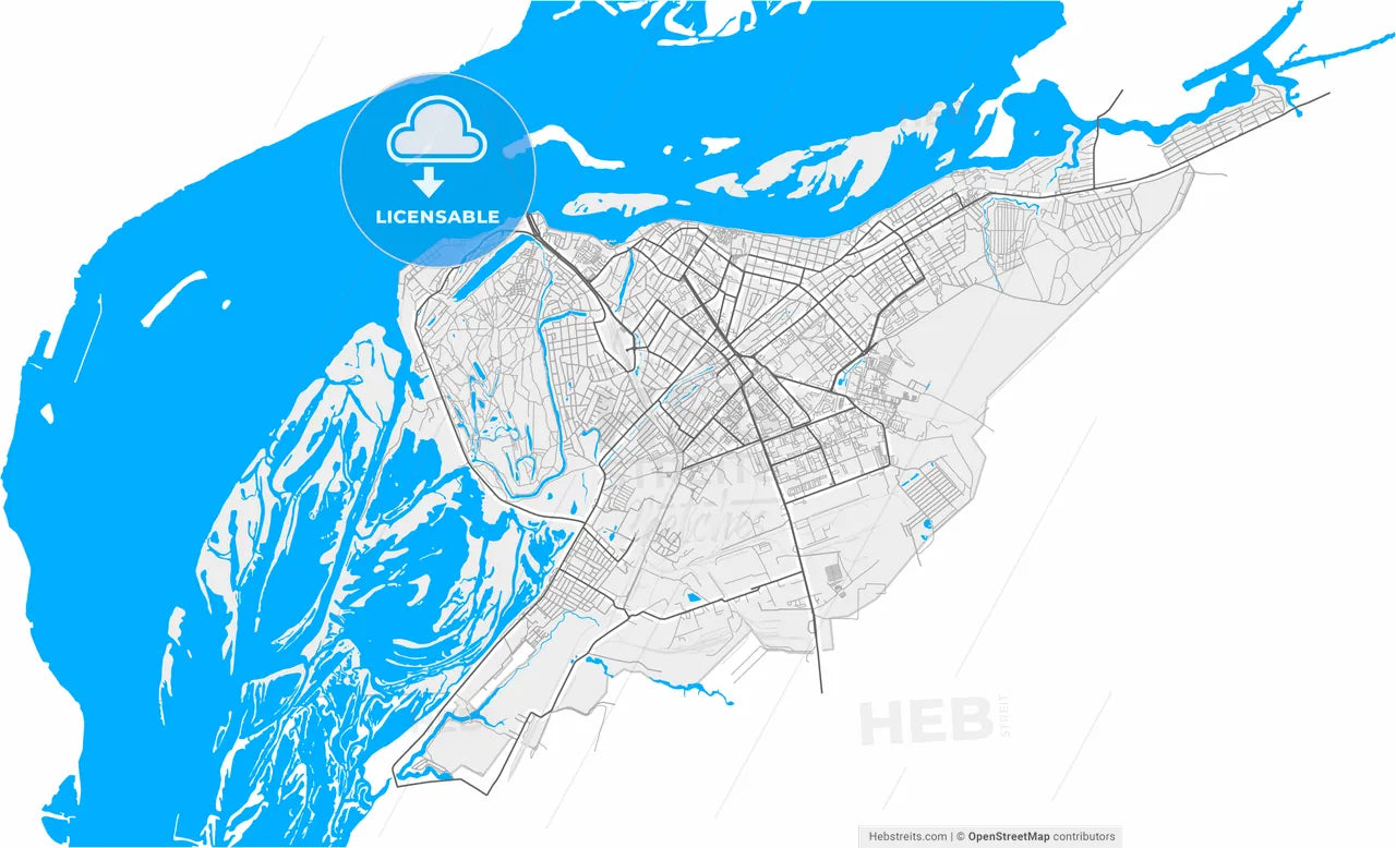 Engels, Saratov Oblast, Russia, high resolution vector map - Instant download PDF and JPG