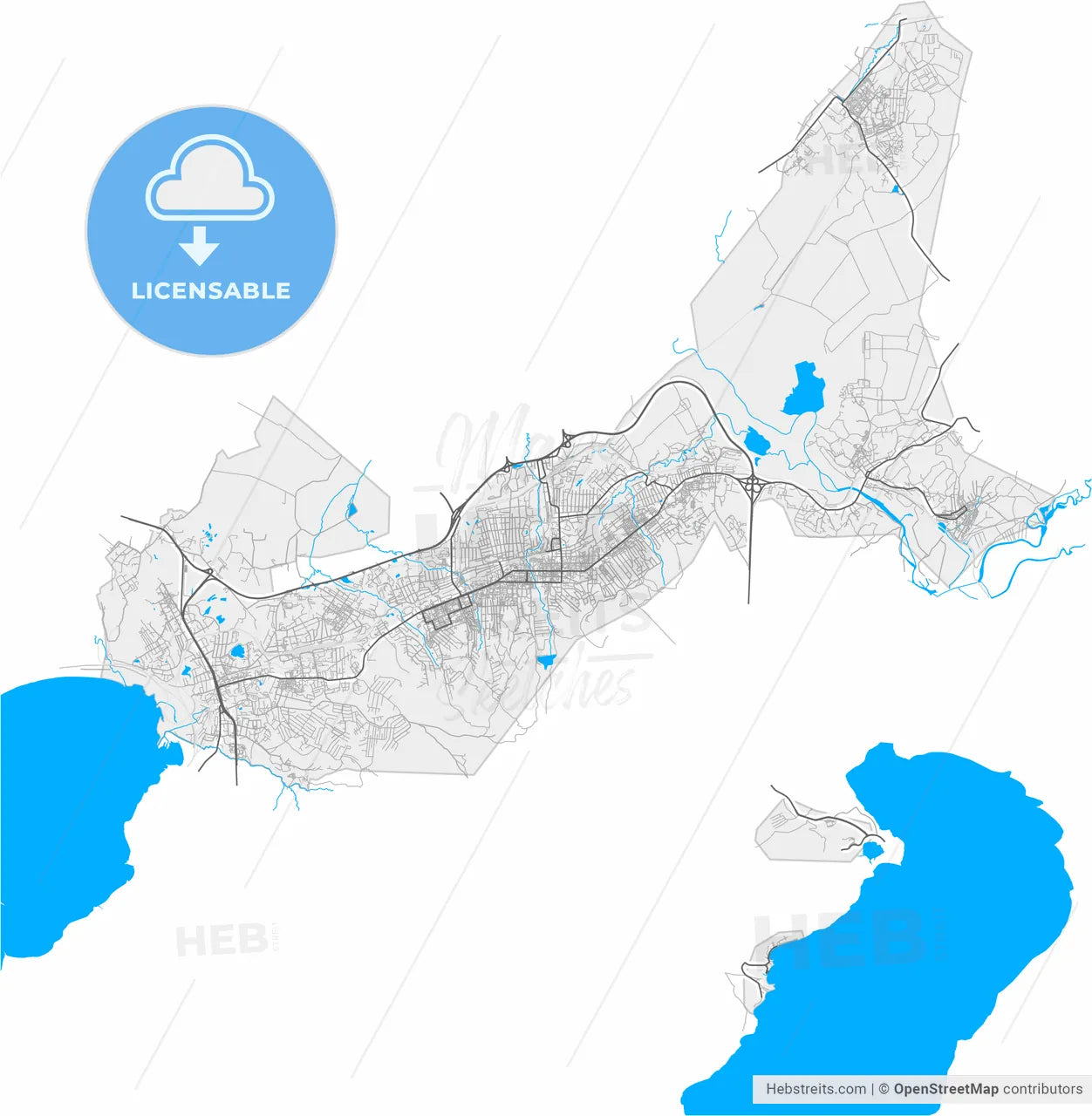Artyom, Primorsky Krai, Russia, high resolution vector map - Instant download PDF and JPG