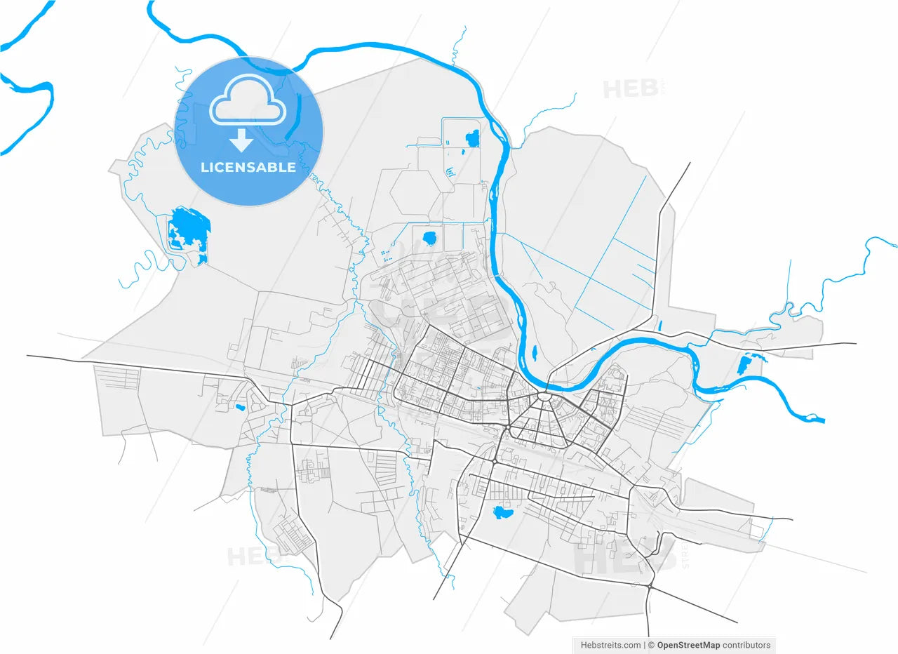 Glazov, Udmurt Republic, Russia, high resolution vector map - Instant download PDF and JPG