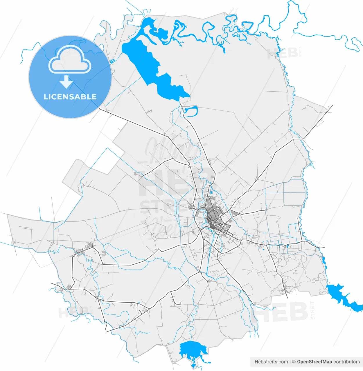 Bayamo, Granma, Cuba, high resolution vector map - Instant download PDF and JPG