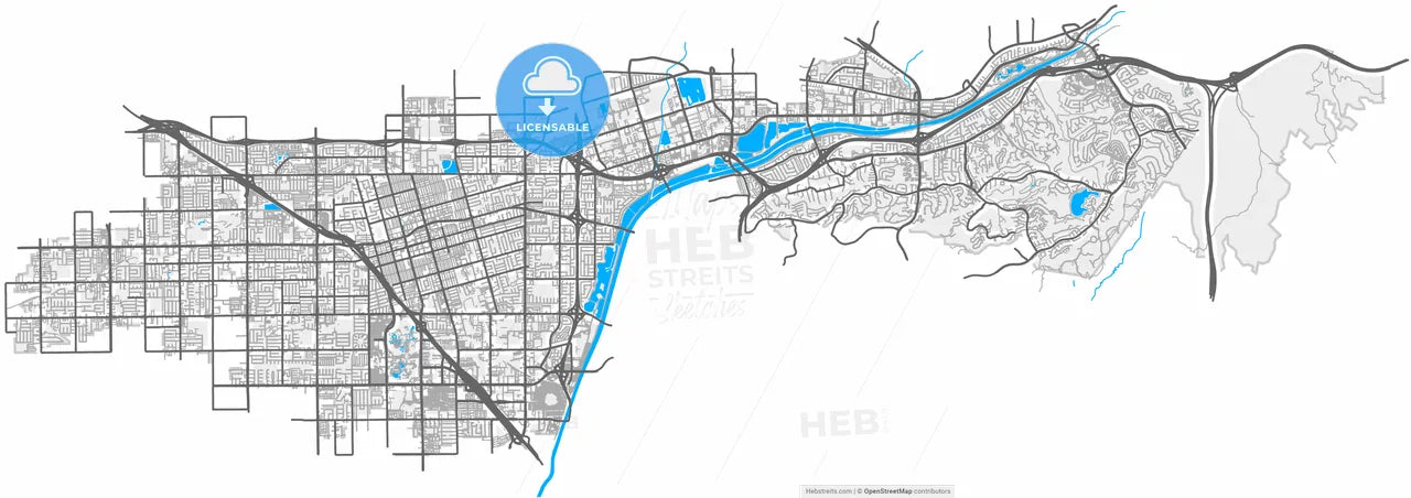 Anaheim, California, United States, high resolution vector map - Instant download PDF and JPG