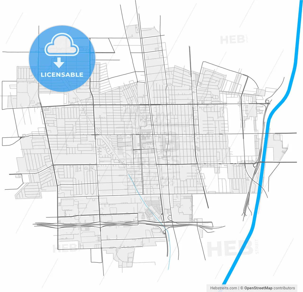 Compton, California, United States, high resolution vector map - Instant download PDF and JPG