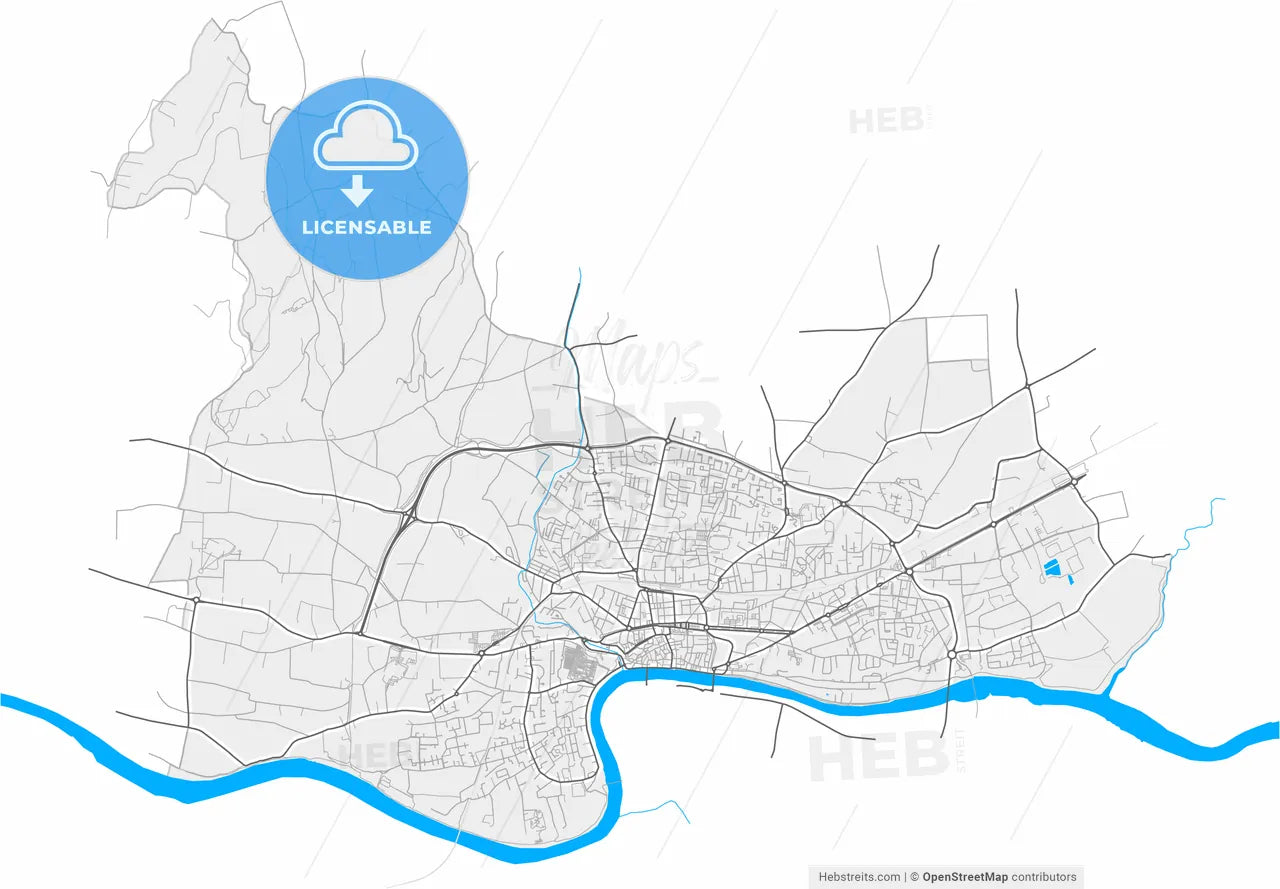Romans-sur-Isère, Drôme, France, high resolution vector map - Instant download PDF and JPG